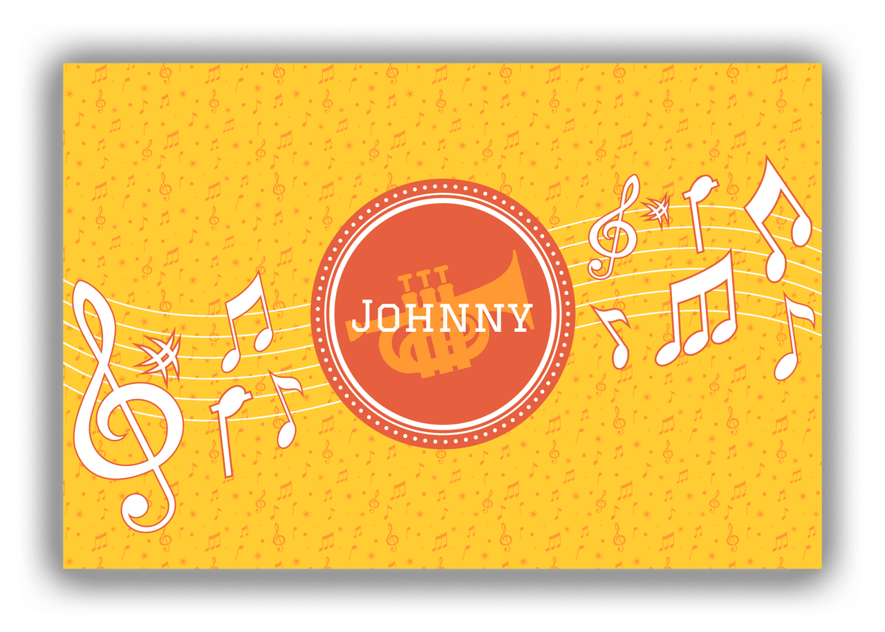 Personalized School Band Canvas Wrap & Photo Print XXIII - Yellow Background - Piccolo Trumpet - Front View