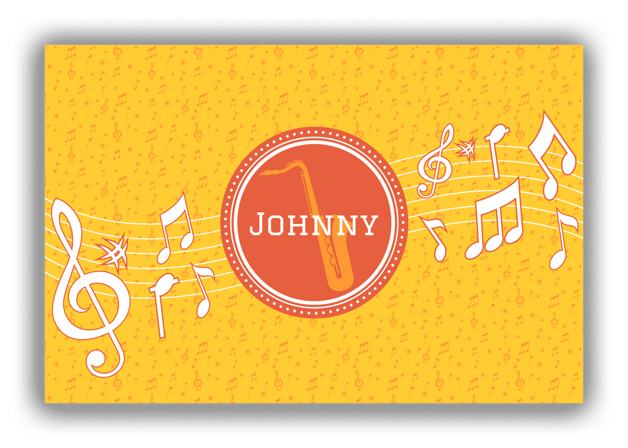 Personalized School Band Canvas Wrap & Photo Print XXIII - Yellow Background - Saxophone - Front View