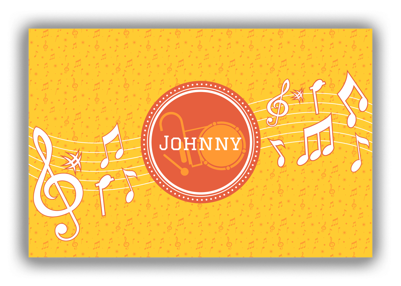 Personalized School Band Canvas Wrap & Photo Print XXIII - Yellow Background - Marching Drum - Front View