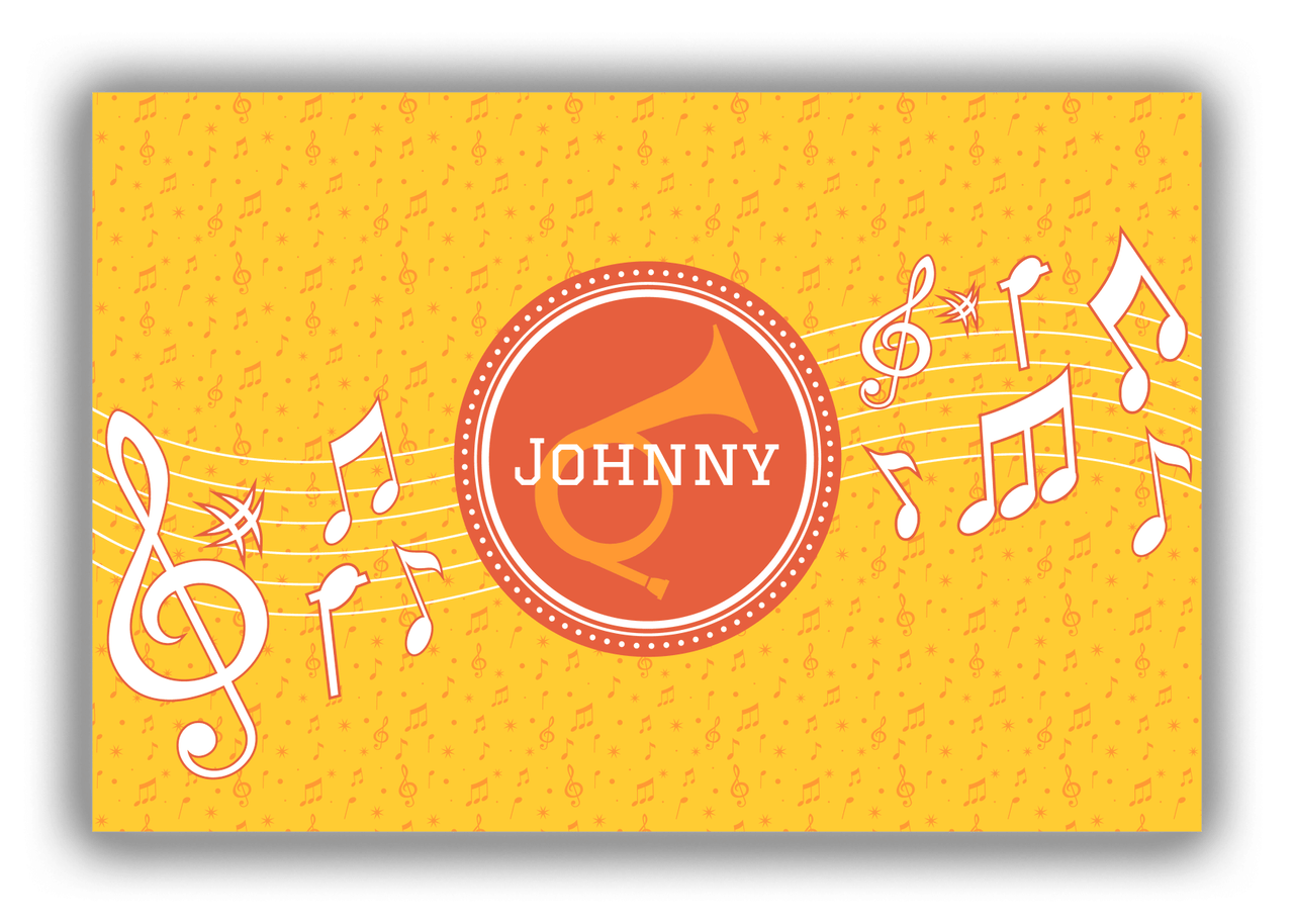 Personalized School Band Canvas Wrap & Photo Print XXIII - Yellow Background - Natural French Horn - Front View