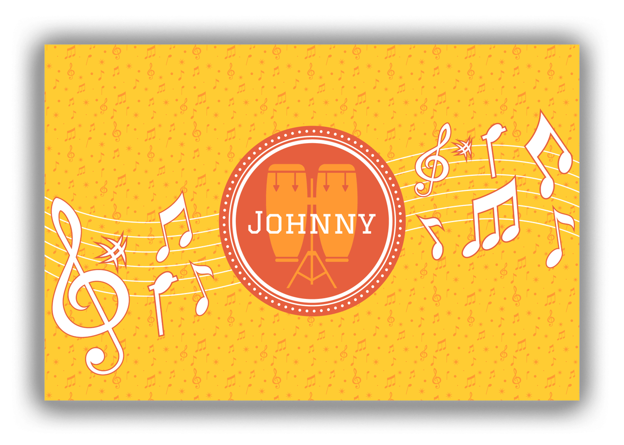 Personalized School Band Canvas Wrap & Photo Print XXIII - Yellow Background - Congas - Front View