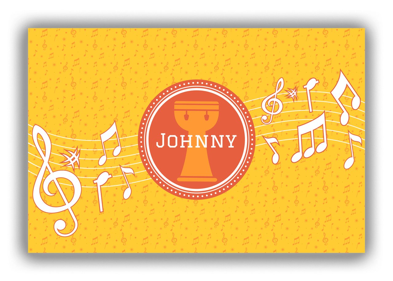 Personalized School Band Canvas Wrap & Photo Print XXIII - Yellow Background - Bongo Drum - Front View