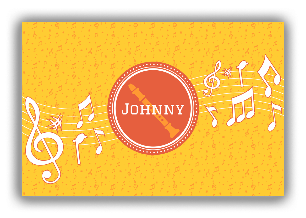Personalized School Band Canvas Wrap & Photo Print XXIII - Yellow Background - Recorder - Front View
