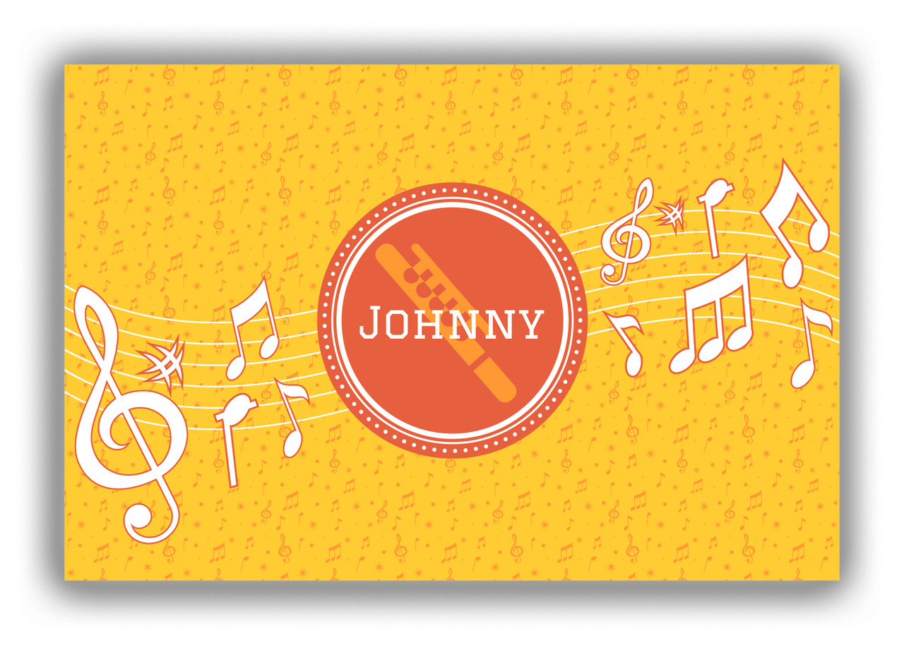 Personalized School Band Canvas Wrap & Photo Print XXIII - Yellow Background - Flute - Front View