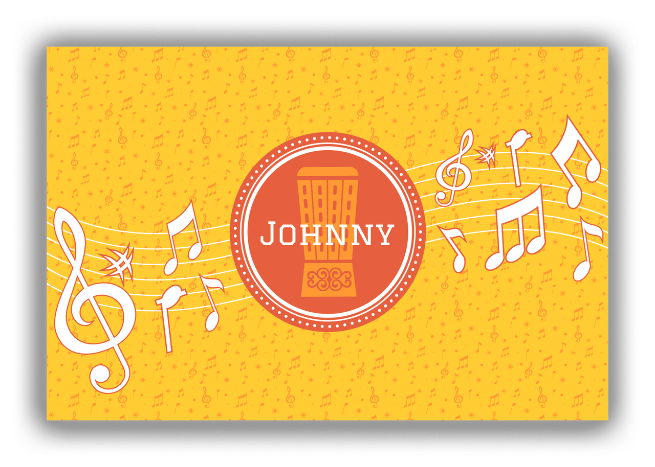 Personalized School Band Canvas Wrap & Photo Print XXIII - Yellow Background - Tall Drum - Front View