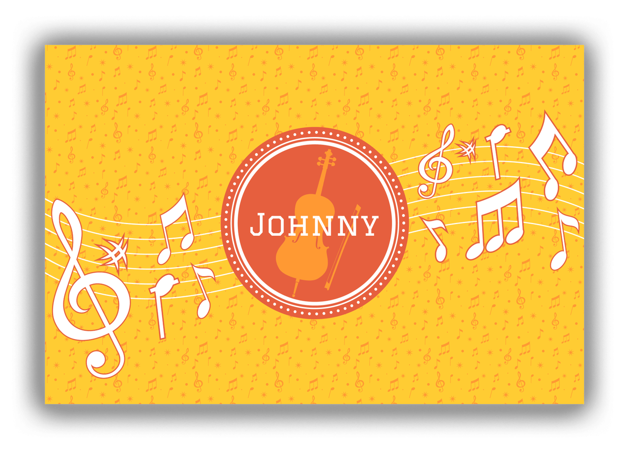 Personalized School Band Canvas Wrap & Photo Print XXIII - Yellow Background - Cello - Front View