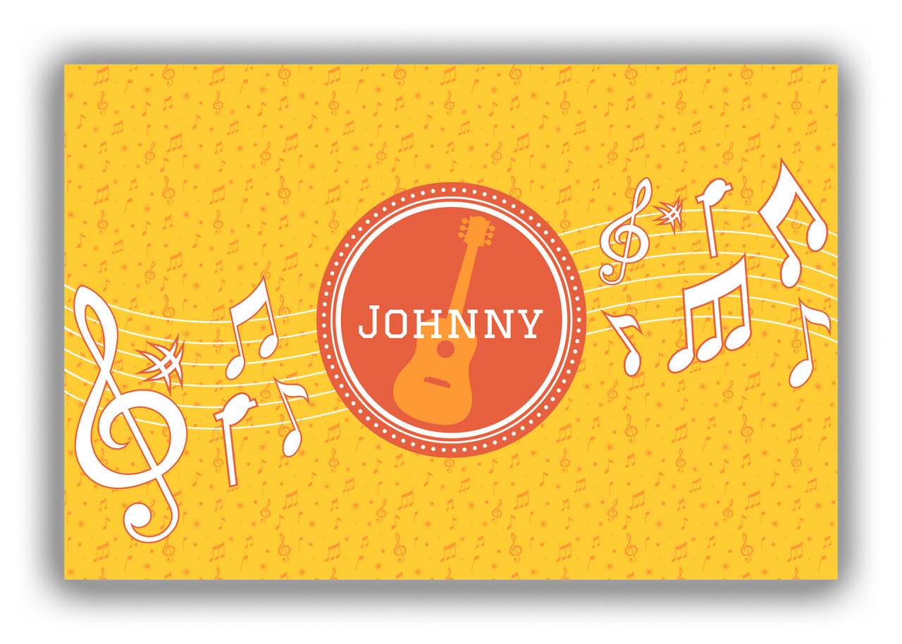 Personalized School Band Canvas Wrap & Photo Print XXIII - Yellow Background - Acoustic Guitar - Front View