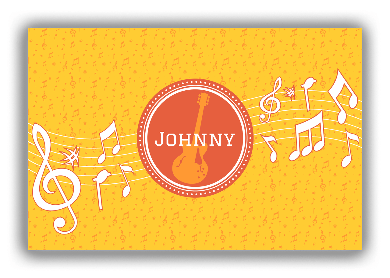 Personalized School Band Canvas Wrap & Photo Print XXIII - Yellow Background - Electric Guitar - Front View