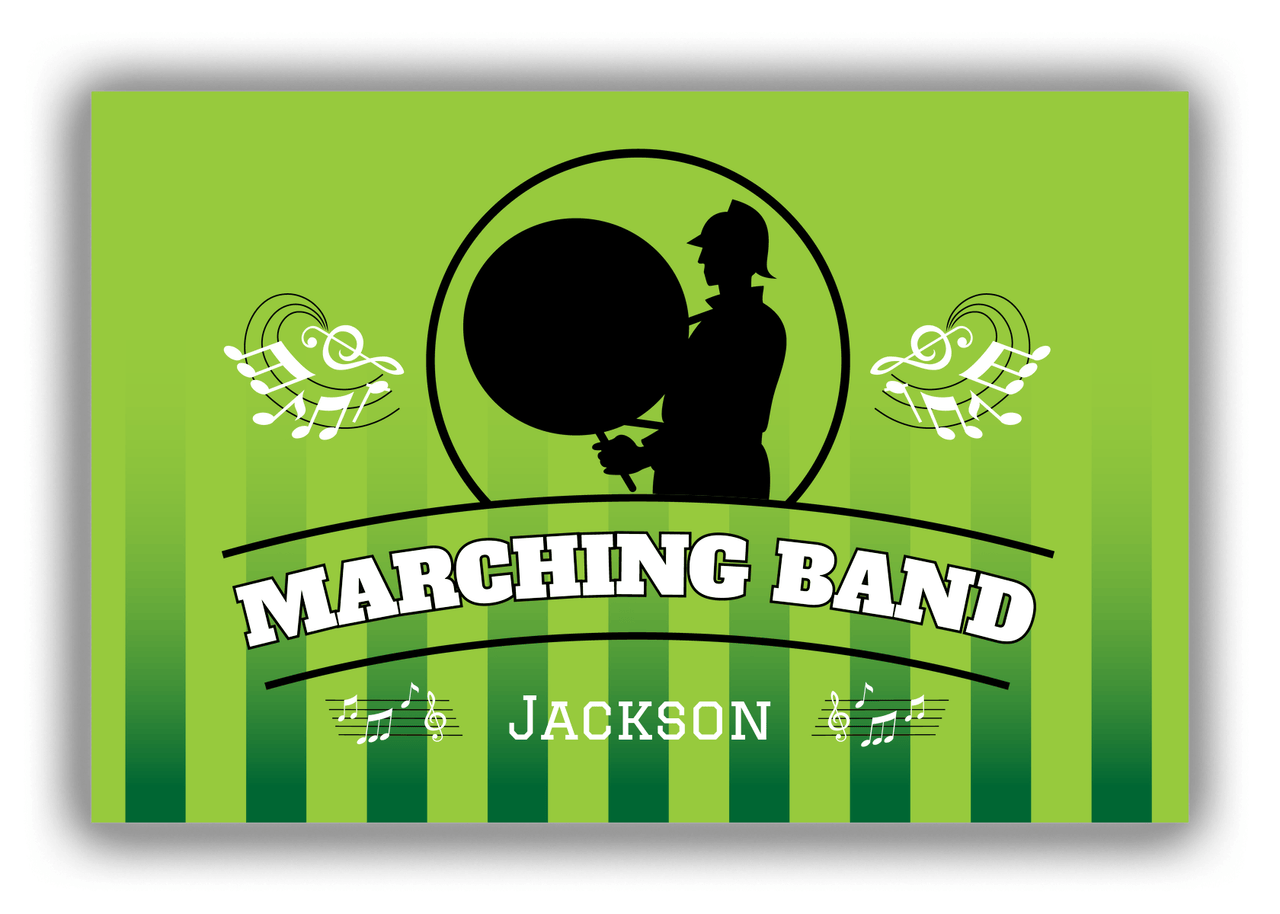 Personalized School Band Canvas Wrap & Photo Print XXIV - Green Background - Musician I - Front View