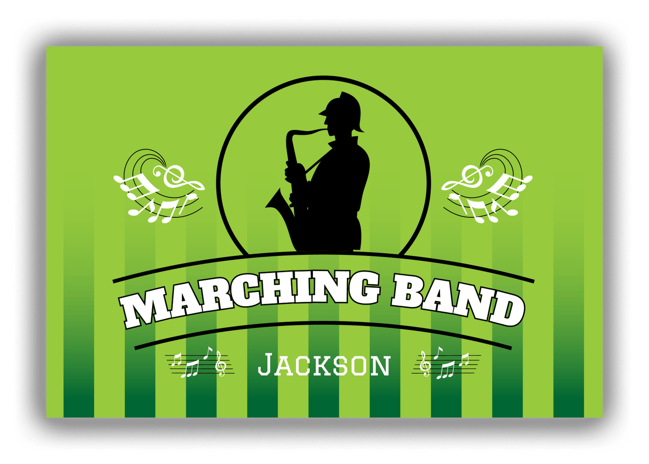 Personalized School Band Canvas Wrap & Photo Print XXIV - Green Background - Musician IV - Front View