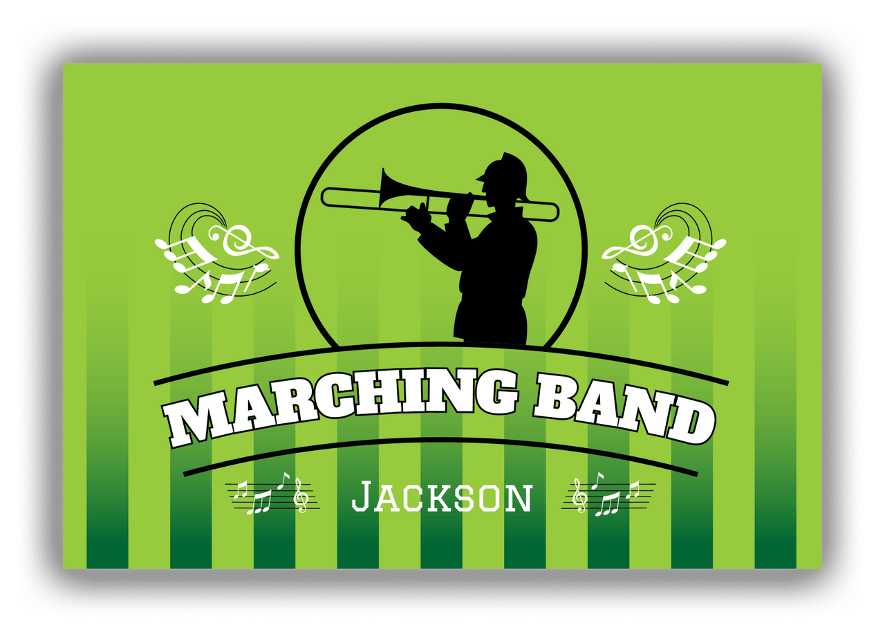 Personalized School Band Canvas Wrap & Photo Print XXIV - Green Background - Musician V - Front View
