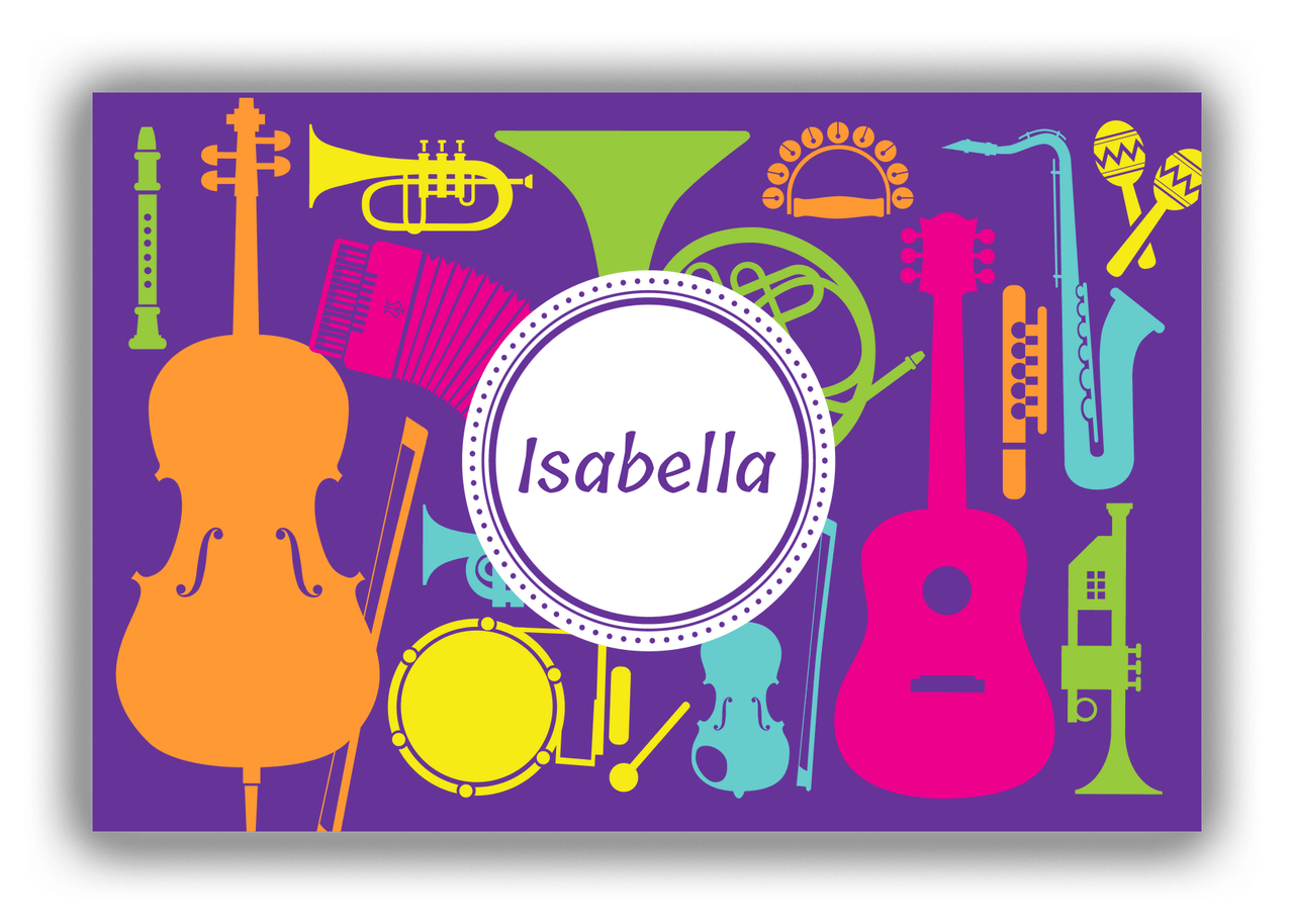 Personalized School Band Canvas Wrap & Photo Print XXV - Purple Background - Circle Nameplate - Front View