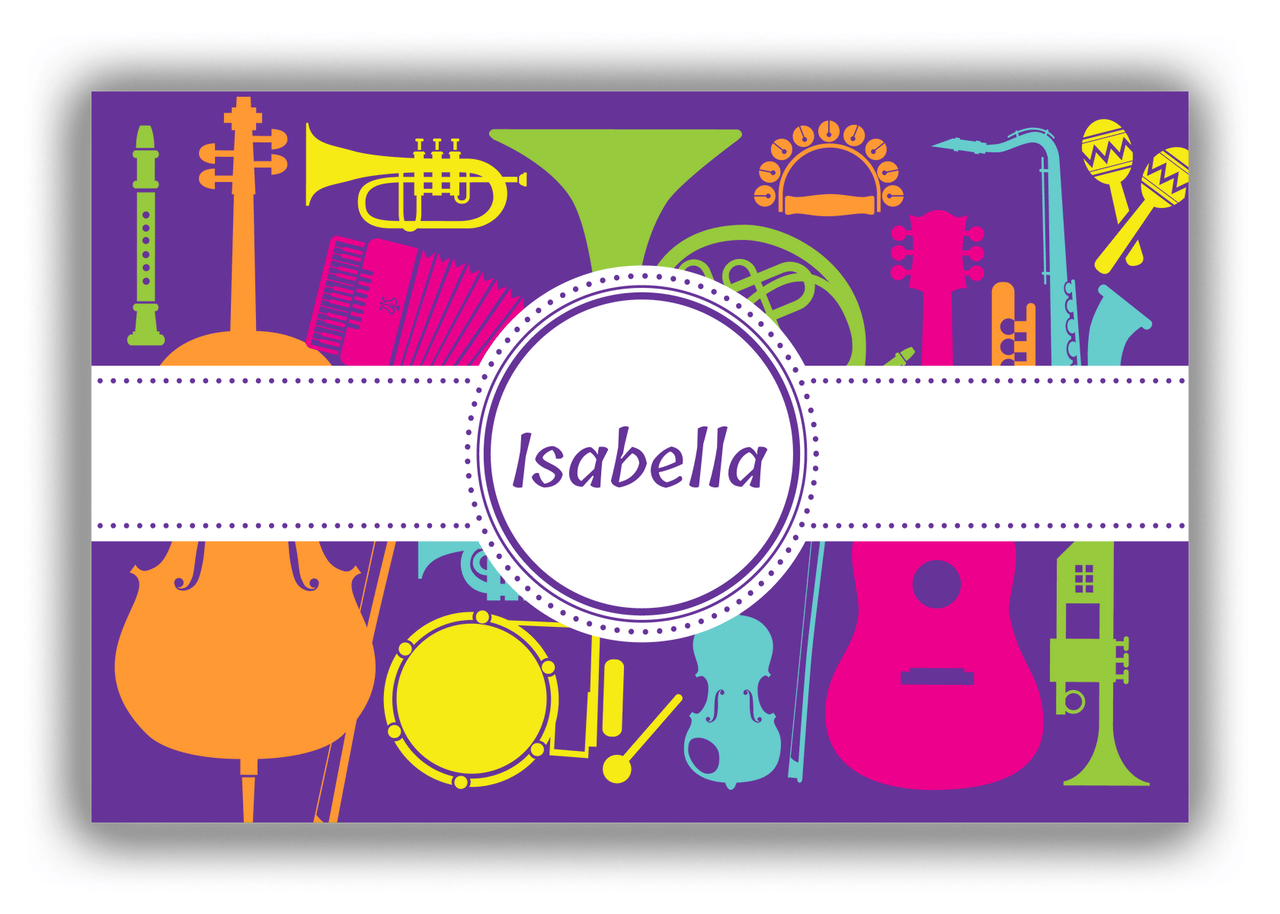 Personalized School Band Canvas Wrap & Photo Print XXV - Purple Background - Circle Ribbon Nameplate - Front View