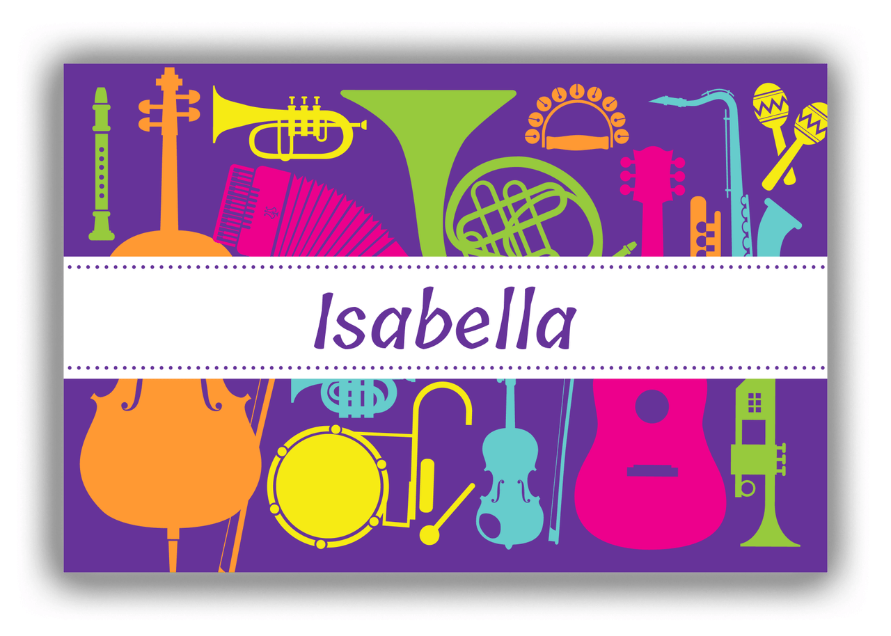 Personalized School Band Canvas Wrap & Photo Print XXV - Purple Background - Ribbon Nameplate - Front View