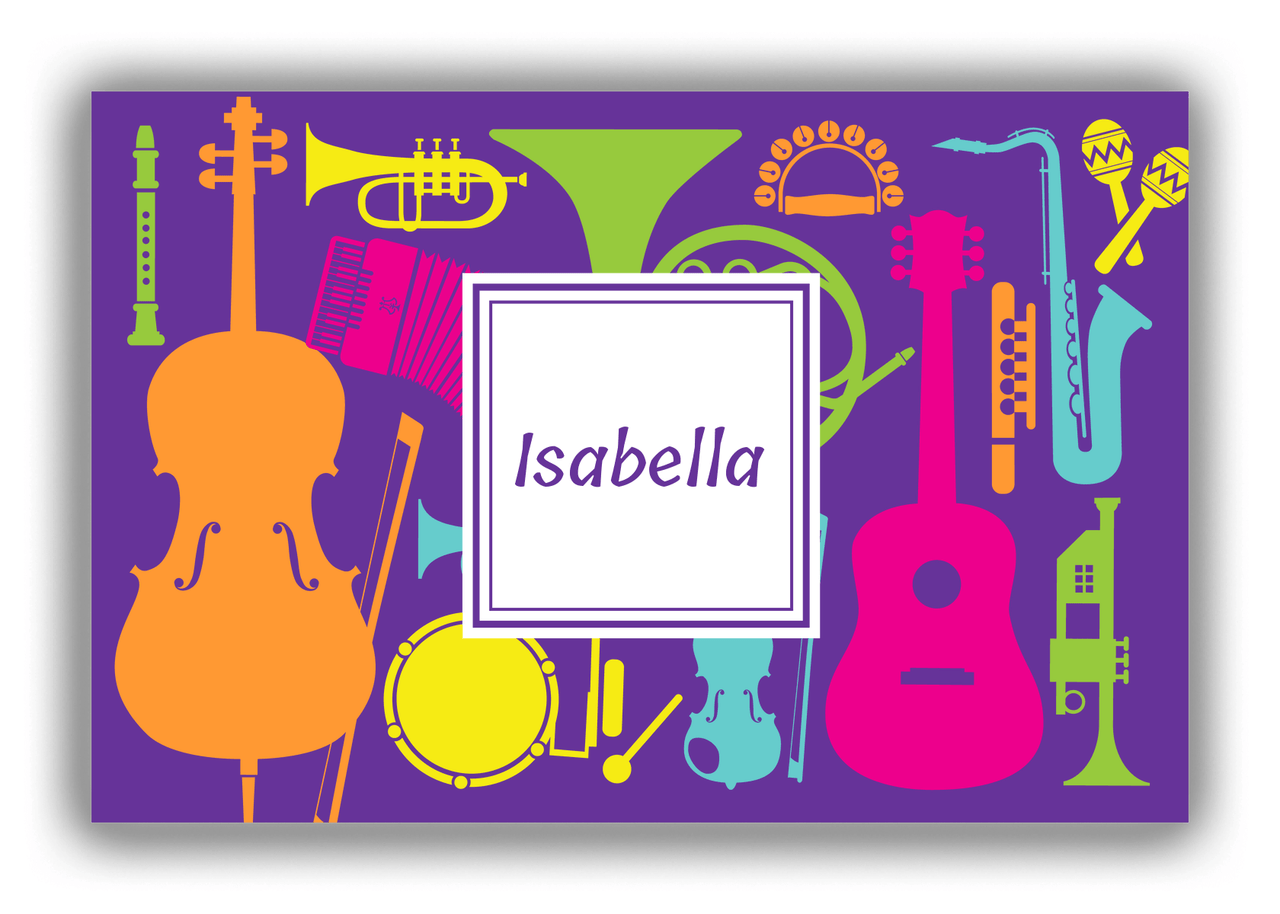 Personalized School Band Canvas Wrap & Photo Print XXV - Purple Background - Square Nameplate - Front View