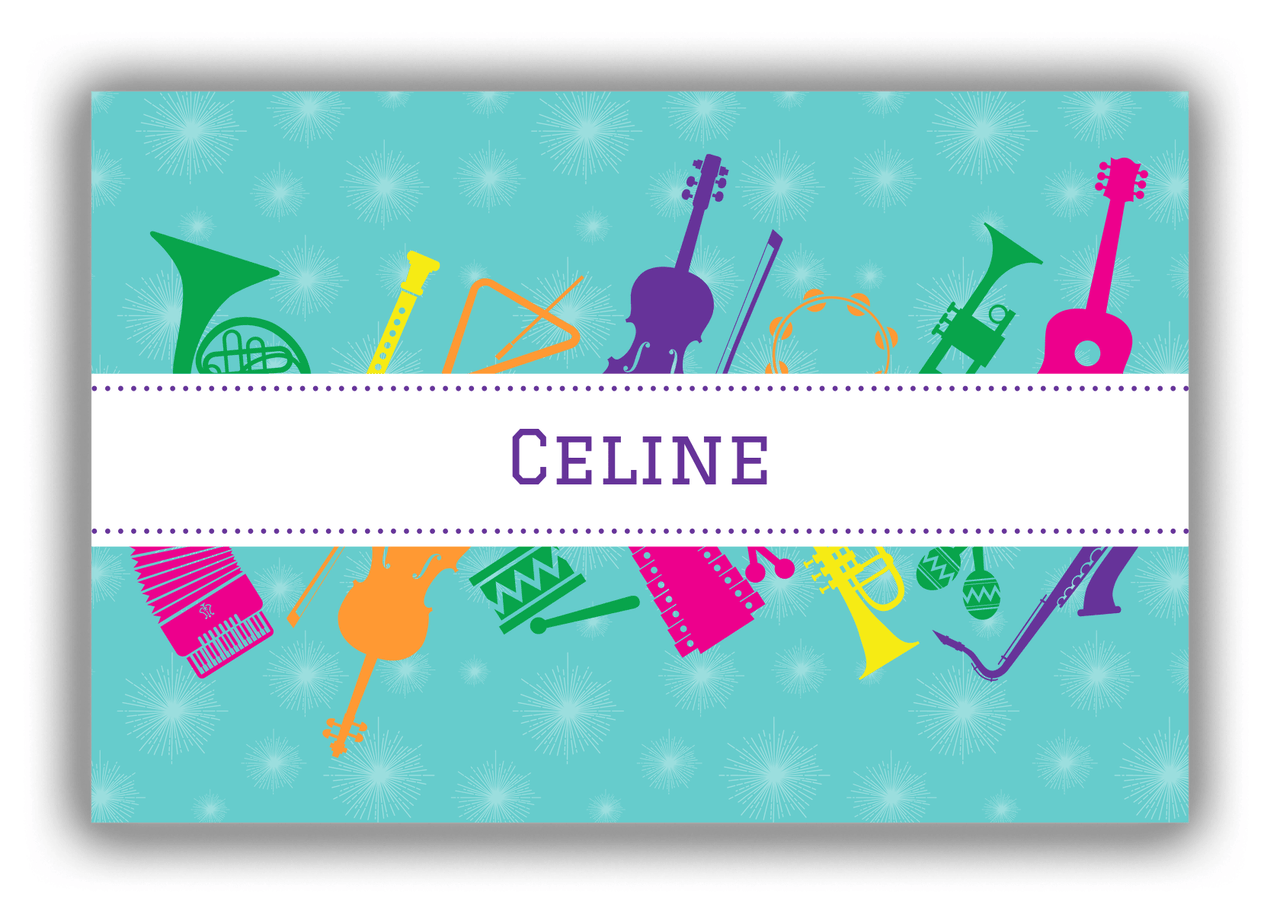 Personalized School Band Canvas Wrap & Photo Print XXIX - Teal Background - Front View
