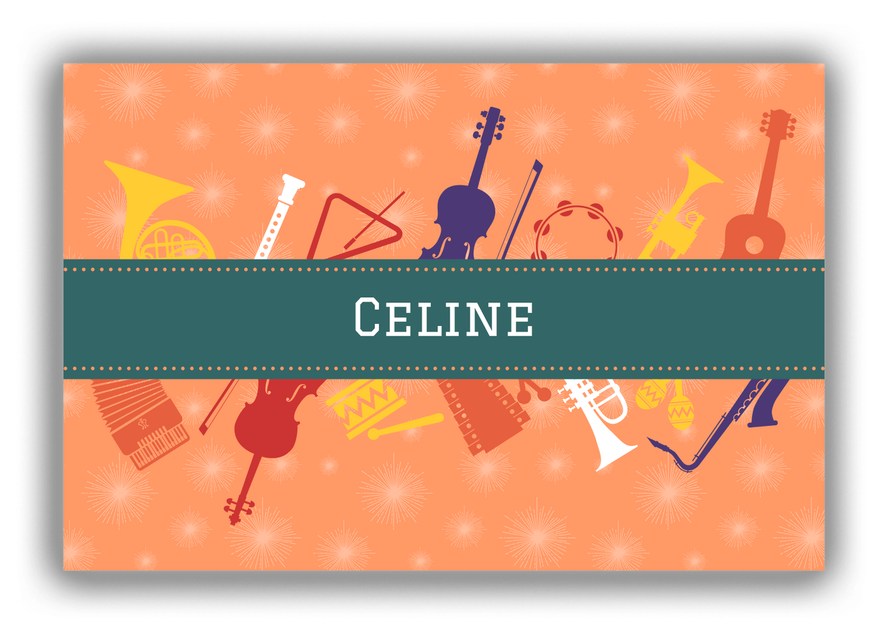 Personalized School Band Canvas Wrap & Photo Print XXIX - Orange Background - Front View