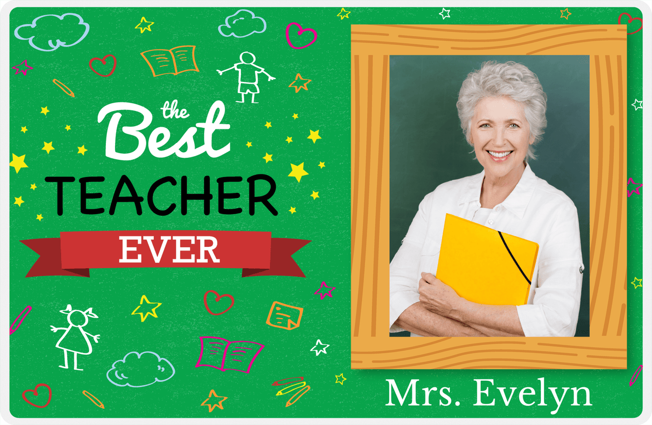 Personalized School Teacher Placemat I - Best Teacher - Upload Your Own Image -  View