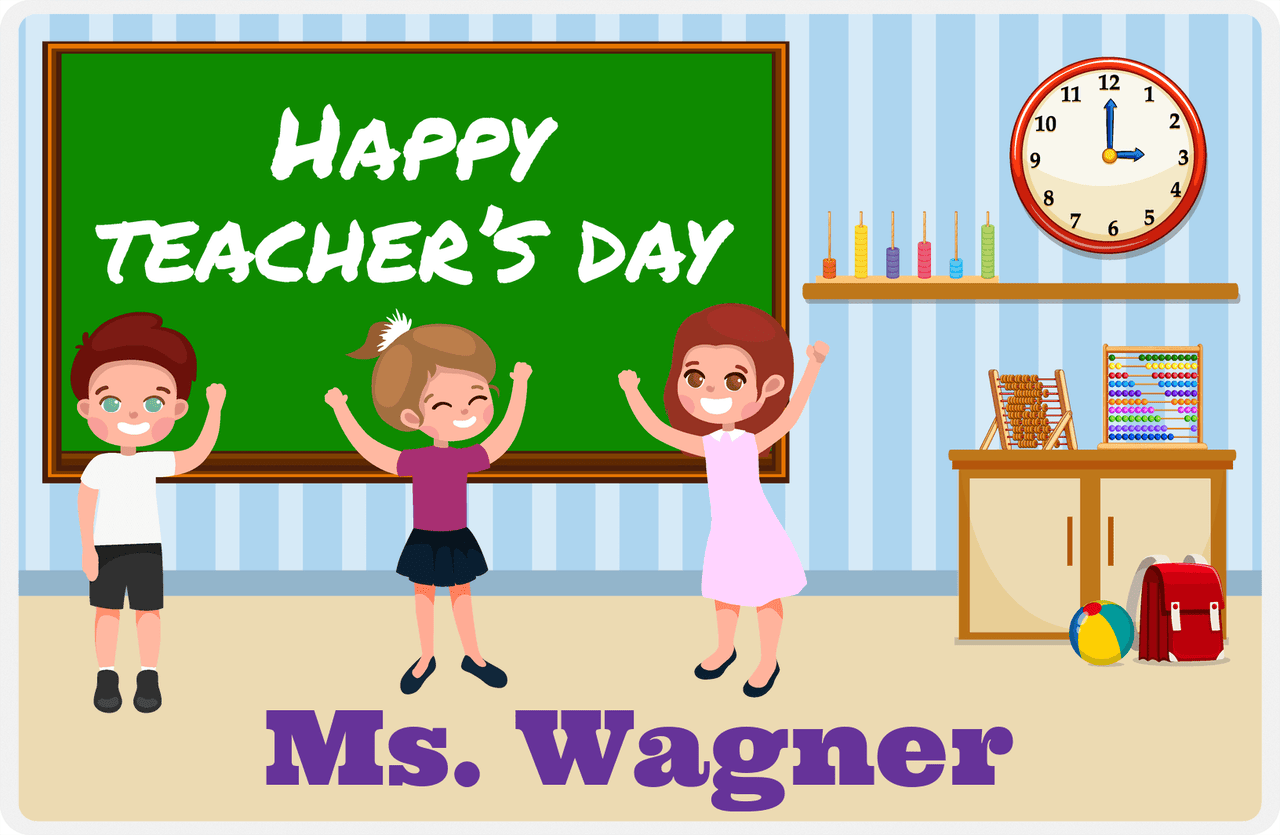 Personalized School Teacher Placemat II - Teacher's Day - Blue Background -  View