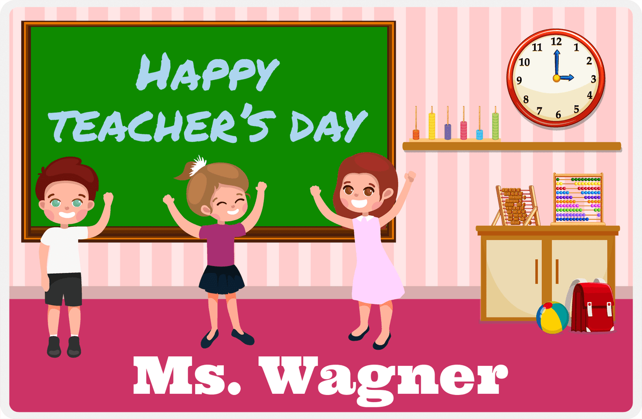 Personalized School Teacher Placemat II - Teacher's Day - Pink Background -  View