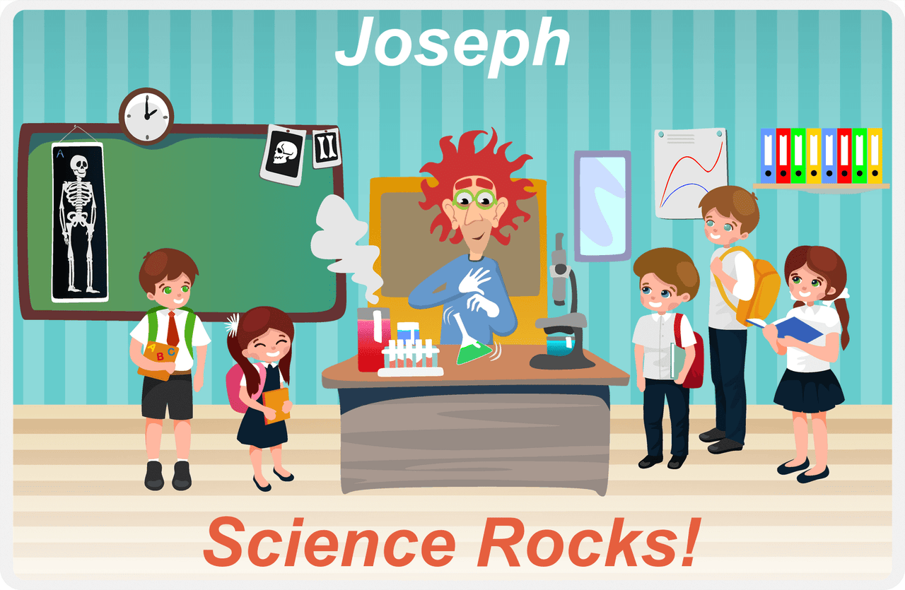 Personalized School Teacher Placemat VII - Science Rocks - Teal Background -  View