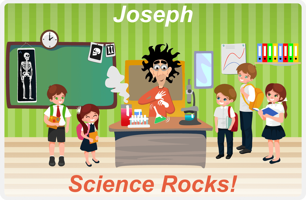 Personalized School Teacher Placemat VII - Science Rocks - Green Background -  View