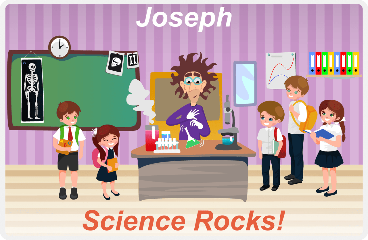 Personalized School Teacher Placemat VII - Science Rocks - Purple Background -  View