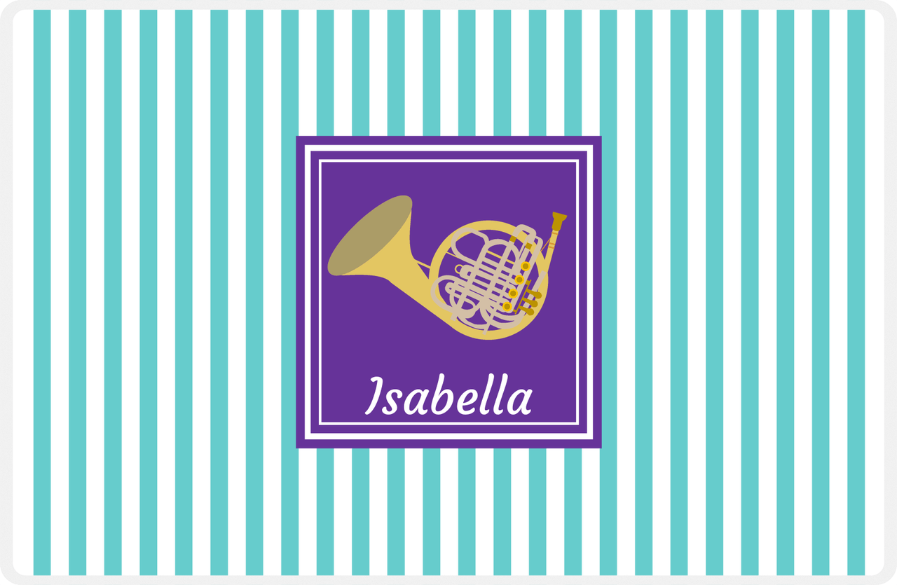 Personalized School Band Placemat I - Teal Background - French Horn -  View