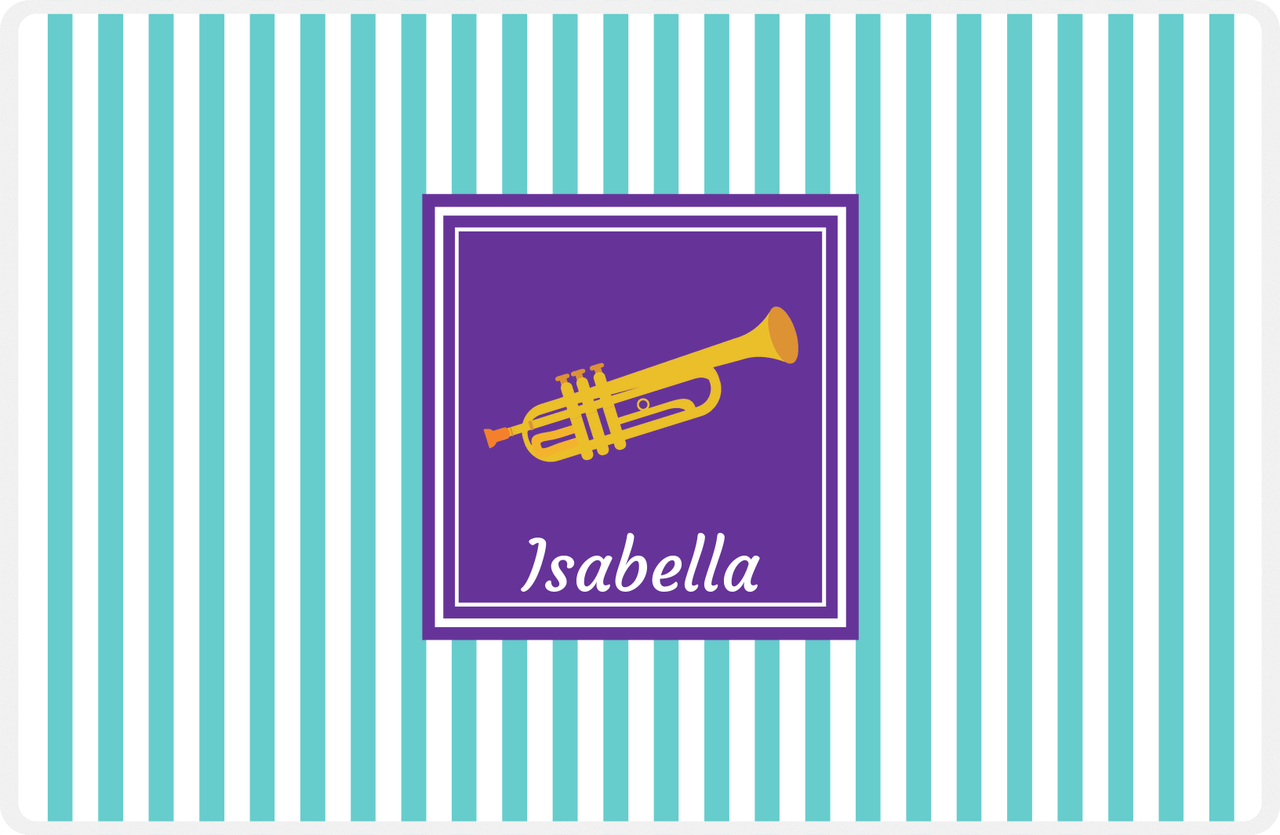 Personalized School Band Placemat I - Teal Background - Trumpet -  View
