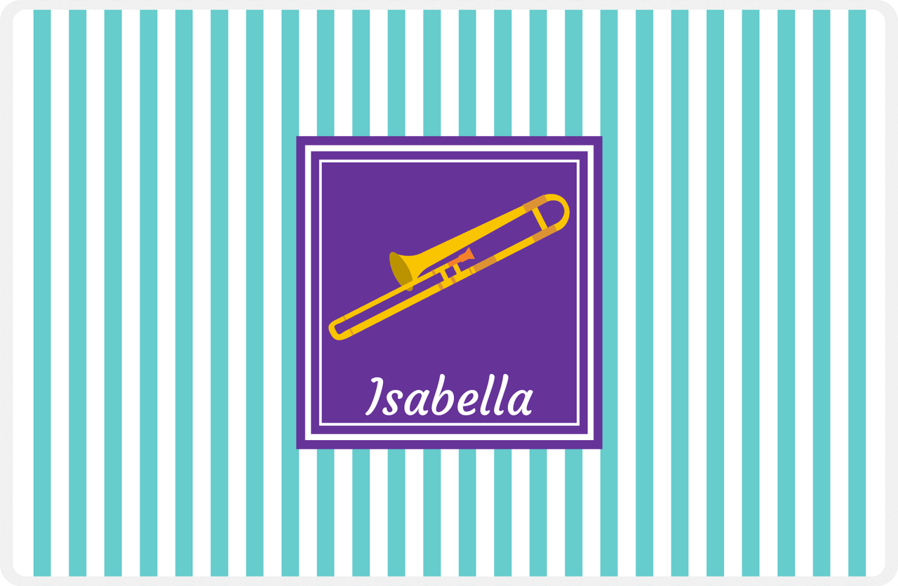 Personalized School Band Placemat I - Teal Background - Trombone -  View