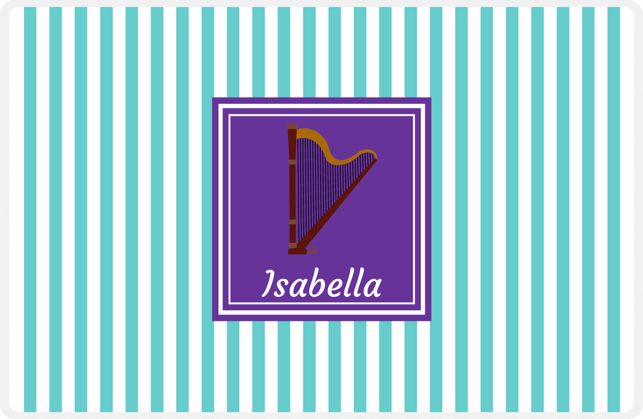 Personalized School Band Placemat I - Teal Background - Harp -  View