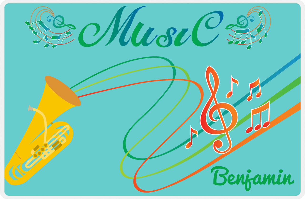 Personalized School Band Placemat IV - Teal Background - Baritone -  View