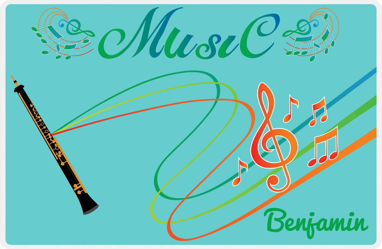 Personalized School Band Placemat IV - Teal Background - Oboe -  View