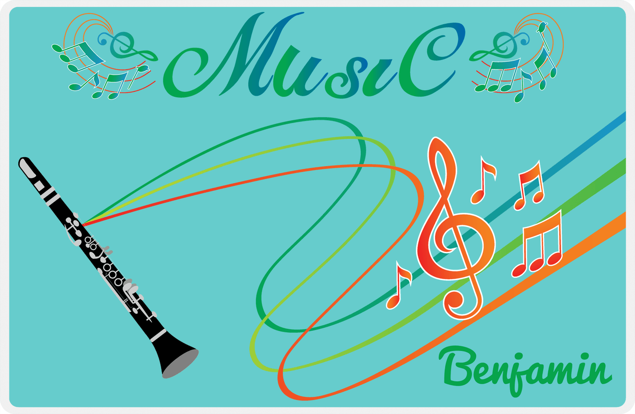 Personalized School Band Placemat IV - Teal Background - Clarinet -  View