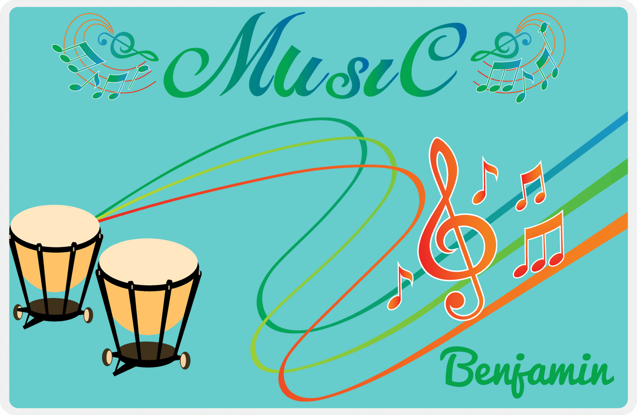 Personalized School Band Placemat IV - Teal Background - Timpani -  View
