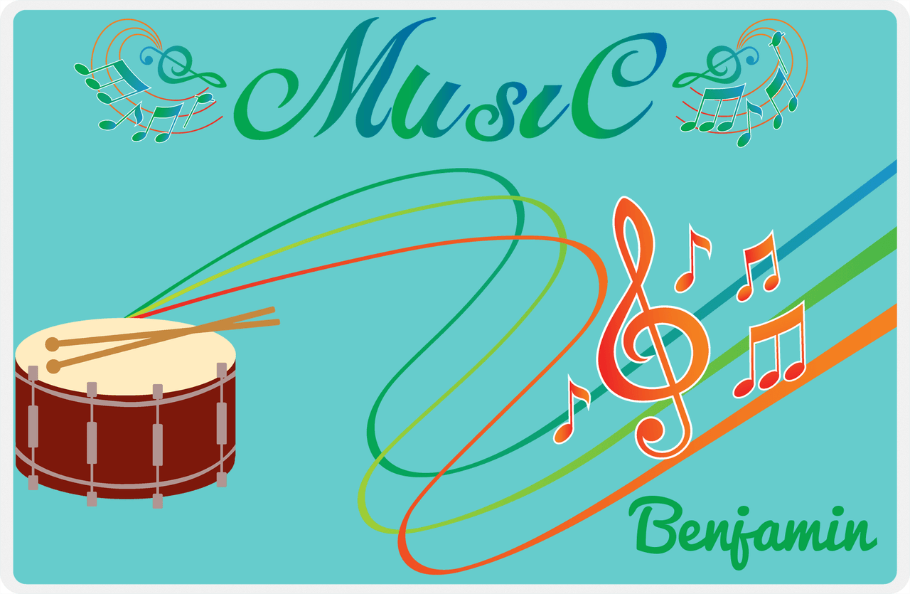 Personalized School Band Placemat IV - Teal Background - Snare -  View