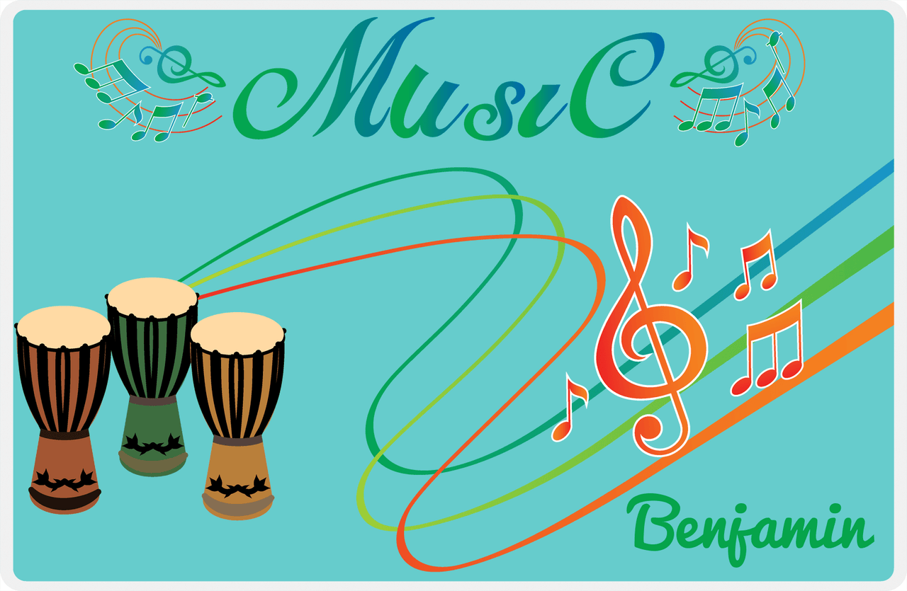 Personalized School Band Placemat IV - Teal Background - Congas -  View