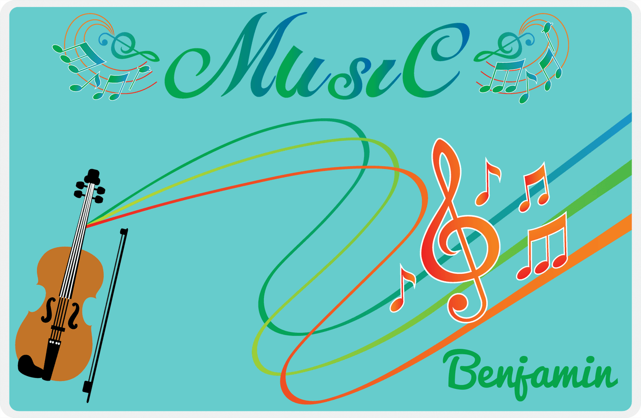 Personalized School Band Placemat IV - Teal Background - Violin -  View