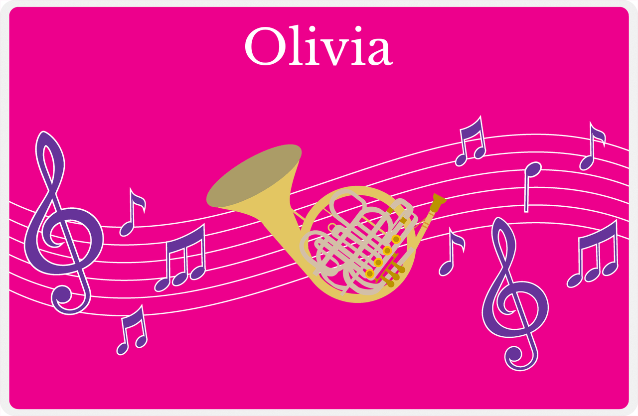 Personalized School Band Placemat V - Pink Background - French Horn -  View