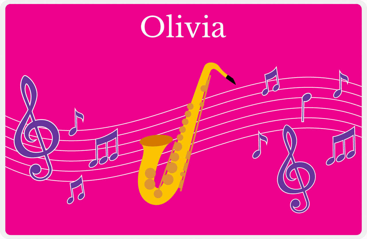 Personalized School Band Placemat V - Pink Background - Alto Sax -  View