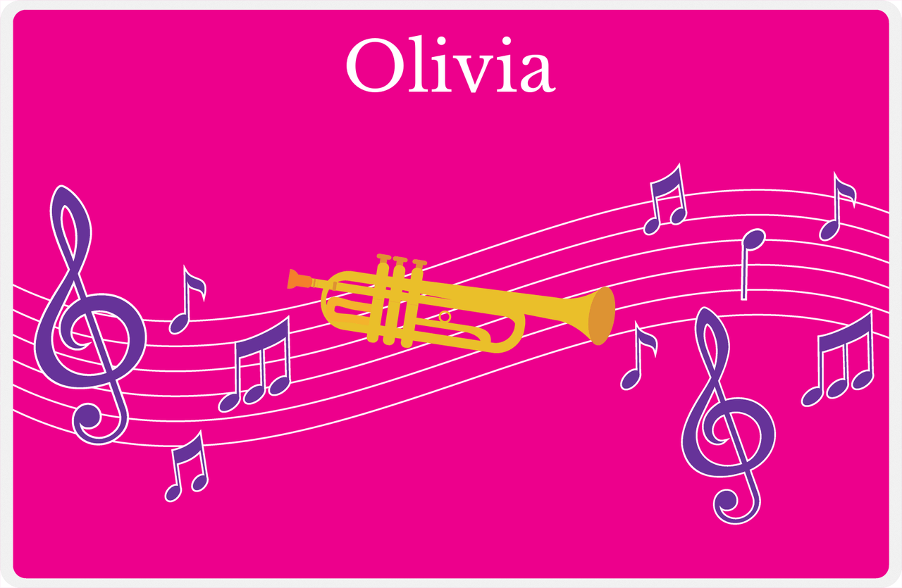 Personalized School Band Placemat V - Pink Background - Trumpet -  View