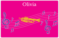 Thumbnail for Personalized School Band Placemat V - Pink Background - Trumpet -  View