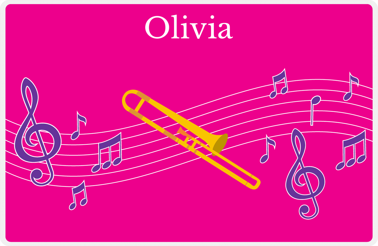 Personalized School Band Placemat V - Pink Background - Trombone -  View