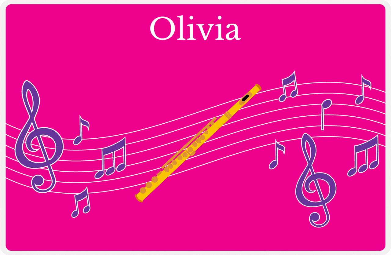 Personalized School Band Placemat V - Pink Background - Flute -  View