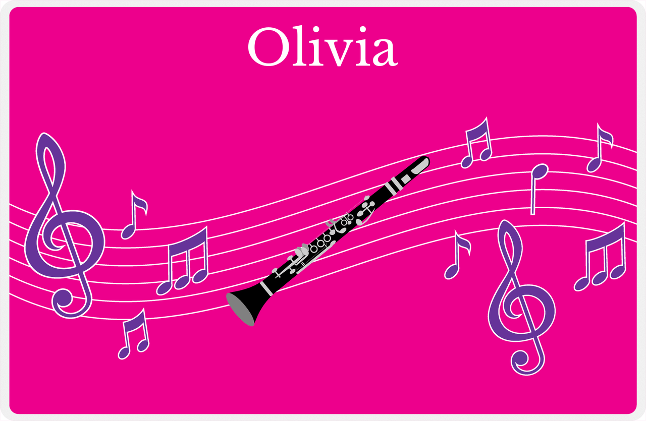 Personalized School Band Placemat V - Pink Background - Clarinet -  View