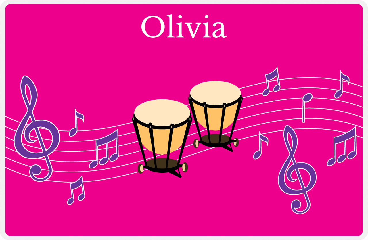 Personalized School Band Placemat V - Pink Background - Timpani -  View