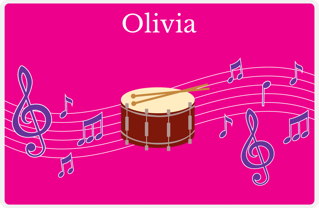 Personalized School Band Placemat V - Pink Background - Snare -  View