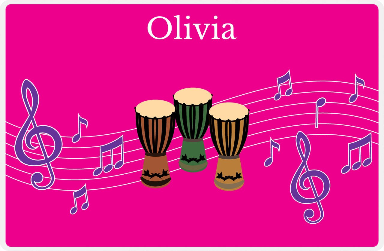 Personalized School Band Placemat V - Pink Background - Congas -  View