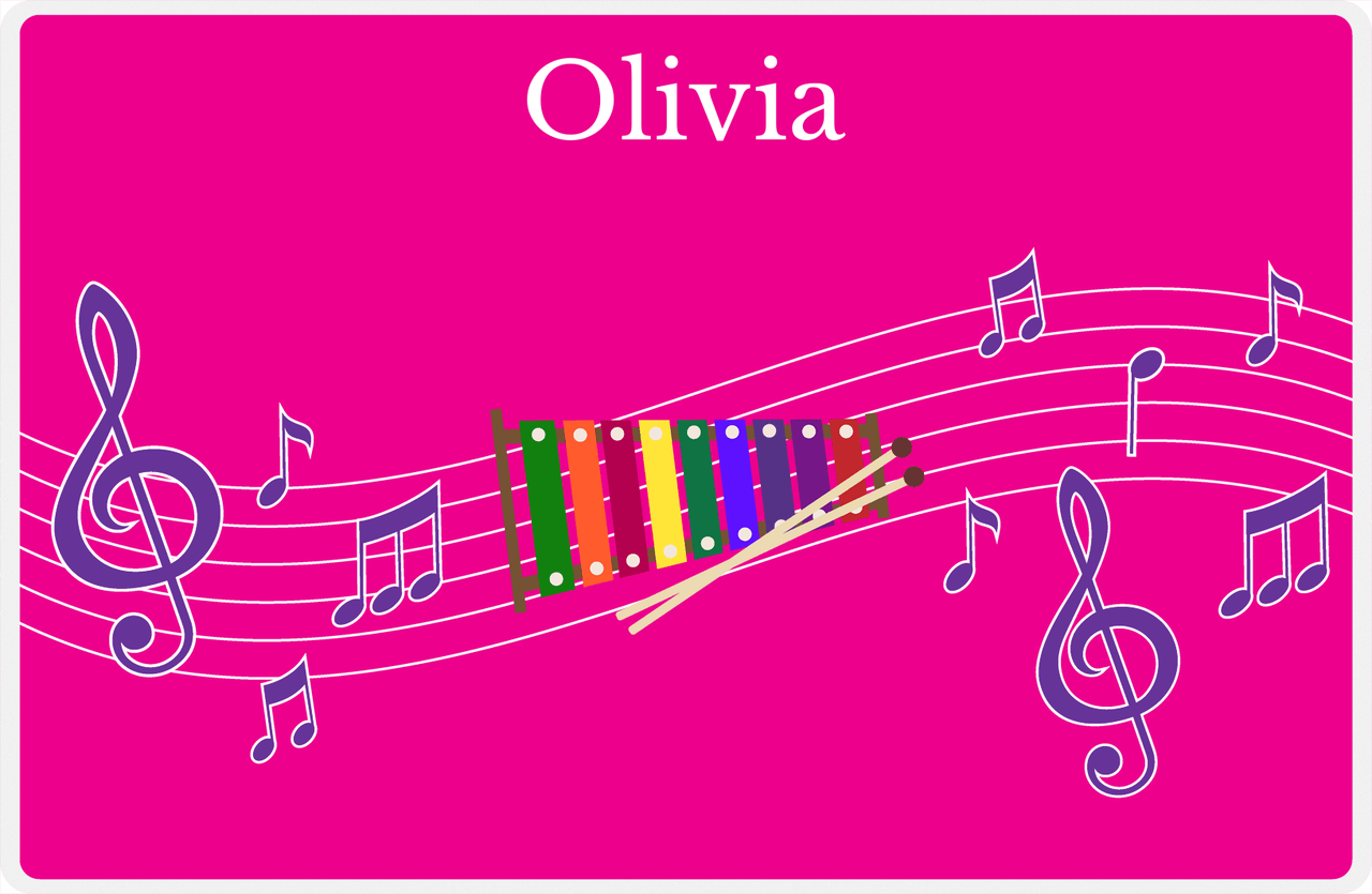Personalized School Band Placemat V - Pink Background - Xylophone -  View