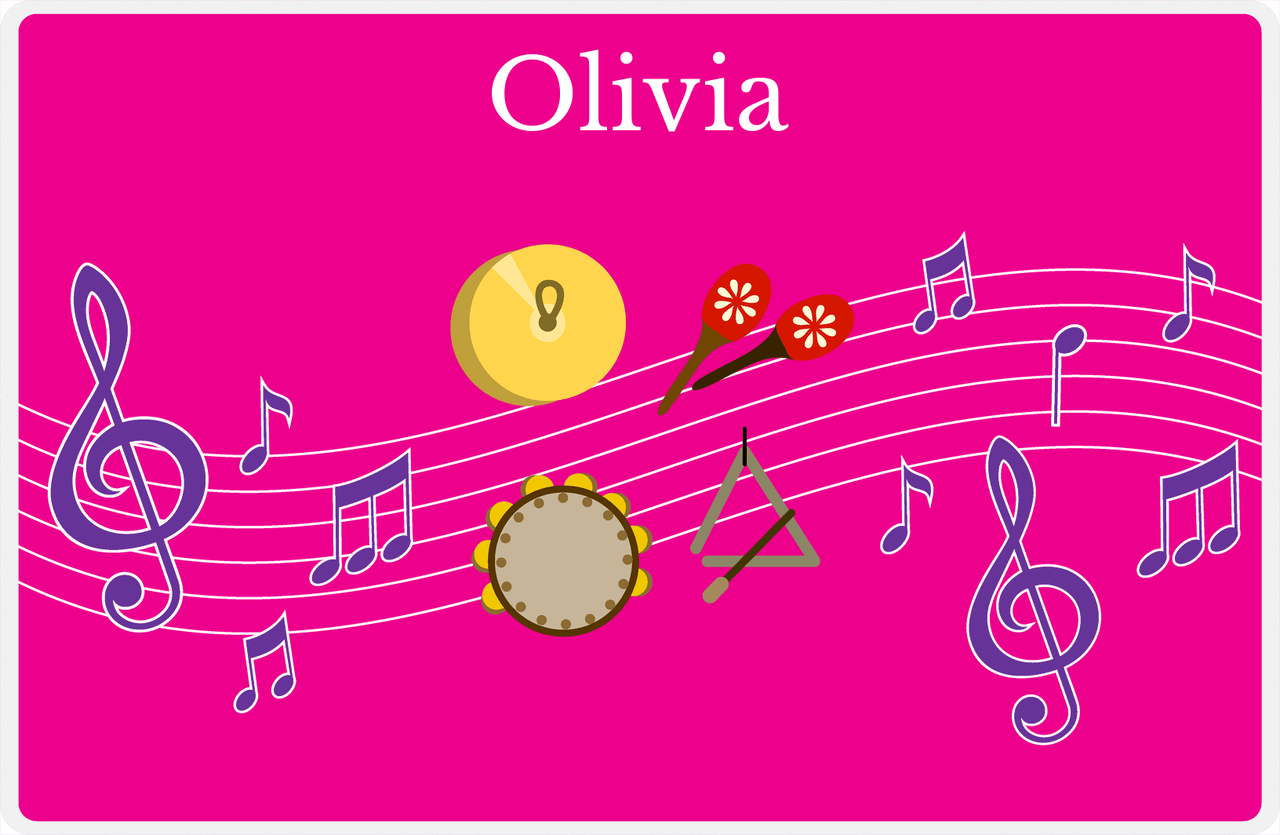 Personalized School Band Placemat V - Pink Background - Hand Percussion -  View